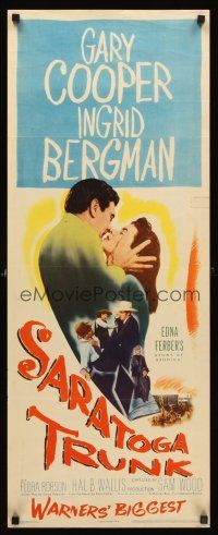 4e460 SARATOGA TRUNK insert '45 c/u of Gary Cooper about to kiss Ingrid Bergman, by Edna Ferber!