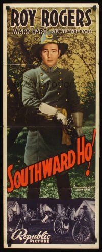 4e479 SOUTHWARD HO insert '39 great full-length image of soldier Roy Rogers in uniform w/sword!