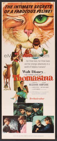 4e506 THREE LIVES OF THOMASINA insert '64 Walt Disney, great art of winking & smiling cat!