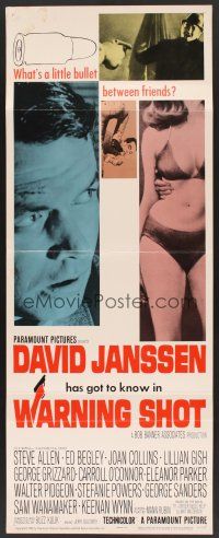 4e534 WARNING SHOT insert '66 David Janssen, Joan Collins, sexy girls, who's got the gun?