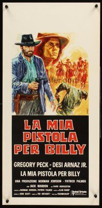 4e571 BILLY TWO HATS Italian locandina '74 different Avelli art of cowboys Gregory Peck & Arnaz Jr