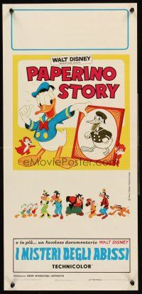 4e609 STORY OF DONALD DUCK/MYSTERIES OF THE DEEP Italian locandina '71 Disney characters!
