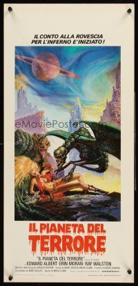 4e640 GALAXY OF TERROR Italian locandina '82 great Charo fantasy art of monsters attacking girl!