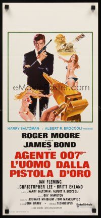 4e693 MAN WITH THE GOLDEN GUN Italian locandina '74 art of Roger Moore as James Bond by McGinnis!