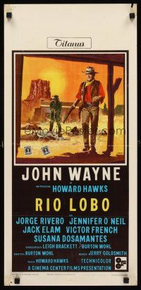 4e746 RIO LOBO Italian locandina '71 Howard Hawks, cool Franco art of John Wayne!