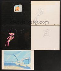 4f015 LOT OF 5 PINK PANTHER DRAWINGS AND ANIMATION CELS '70s great images from the cartoon!