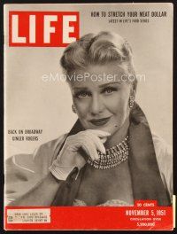 4f141 LIFE MAGAZINE magazine November 5, 1951 portrait of Ginger Rogers, Dorothy Dandridge