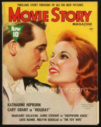 4f100 MOVIE STORY magazine July 1938 wonderful art of Cary Grant & Katharine Hepburn in Holiday!