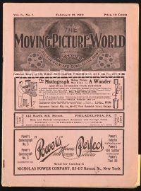 4f061 MOVING PICTURE WORLD exhibitor magazine Feb 19, 1910 Edison Kinetoscope + 100 yr old movies!