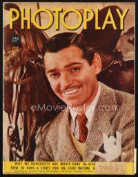 4f088 PHOTOPLAY magazine July 1938 great smiling portrait of Clark Gable by George Hurrell!