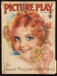 4f117 PICTURE PLAY magazine November 1929 wonderful colorful artwork of pretty Nancy Carroll!