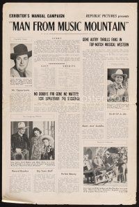 4f243 MAN FROM MUSIC MOUNTAIN pressbook R45 singing cowboys Gene Autry & Smiley Burnette!