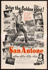4f267 SAN ANTONE pressbook '53 artwork of cowboy Rod Cameron & Katy Jurado!