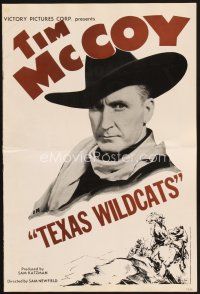 4f286 TEXAS WILDCATS pressbook '39 great close up + artwork of cowboy Tim McCoy!
