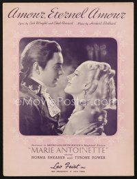 4f185 MARIE ANTOINETTE sheet music '38 Norma Shearer & Tyrone Power, Amour, Eternel Amour!
