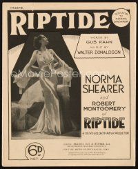 4f191 RIPTIDE English sheet music '34 full-length beautiful Norma Shearer, title song!