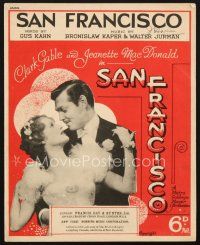 4f194 SAN FRANCISCO sheet music '36 Clark Gable & sexy Jeanette MacDonald, San Francisco!