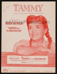 4f197 TAMMY & THE BACHELOR sheet music '57 smiling portrait of pretty Debbie Reynolds, Tammy!