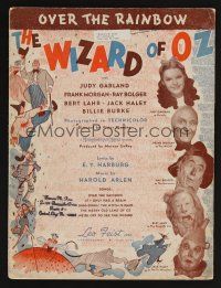 4f202 WIZARD OF OZ sheet music '39 artwork & photos of top stars, Over the Rainbow!
