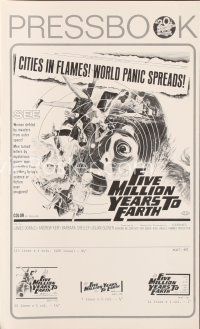 4f223 FIVE MILLION YEARS TO EARTH pressbook '67 cities in flames, world panic spreads!