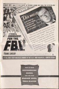 4f234 I WAS A COMMUNIST FOR THE FBI pressbook '51 Frank Lovejoy, red scare film noir!