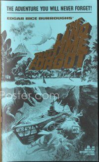 4f238 LAND THAT TIME FORGOT pressbook '75 Edgar Rice Burroughs, wonderful dinosaur art!