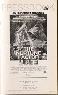 4f250 NEPTUNE FACTOR pressbook '73 great sci-fi art of giant fish & sea monster by John Berkey!