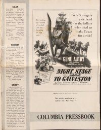 4f252 NIGHT STAGE TO GALVESTON pressbook '52 Gene Autry makes crooks go straight into a Ranger trap