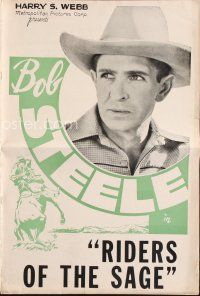 4f263 RIDERS OF THE SAGE pressbook '39 great images of tough cowboy Bob Steele!