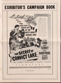 4f269 SECRET OF CONVICT LAKE pressbook '51 lonely Gene Tierney at the mercy of hunted men!