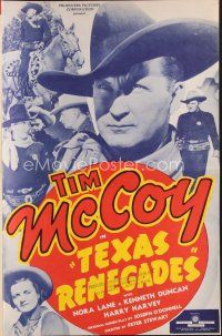 4f284 TEXAS RENEGADES pressbook '40 great images of tough cowboy Tim McCoy!