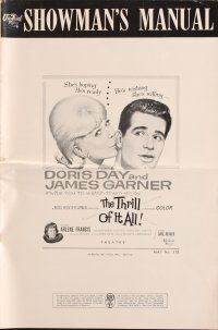 4f290 THRILL OF IT ALL pressbook '63 great images of pretty Doris Day & James Garner!