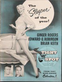 4f292 TIGHT SPOT pressbook '55 different full-length sexy Ginger Rogers, Edward G. Robinson