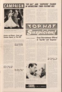 4f293 TOP HAT/SUSPICION pressbook '53 Astaire & Rogers, Hitchcock, crime & musical double-bill
