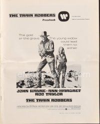 4f295 TRAIN ROBBERS pressbook '73 cowboy John Wayne & sexy Ann-Margret!