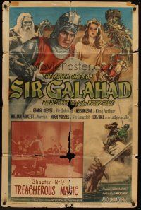 4g027 ADVENTURES OF SIR GALAHAD chapter 9 1sh '49 George Reeves, serial, Treacherous Magic!