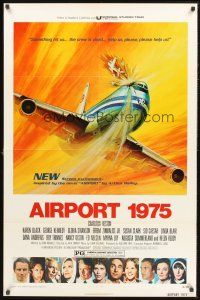 4g032 AIRPORT 1975 1sh '74 Charlton Heston, Karen Black, G. Akimoto aviation accident art!