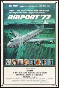 4g031 AIRPORT '77 1sh '77 Lee Grant, Jack Lemmon, Olivia de Havilland, Bermuda Triangle crash art!