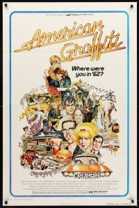 4g040 AMERICAN GRAFFITI 1sh '73 George Lucas teen classic, it was the time of your life!