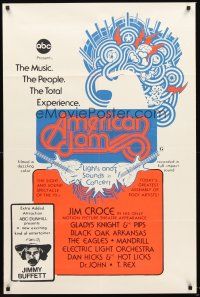 4g041 AMERICAN JAM 1sh '70s ABC music concert, cool artwork, Jimmy Buffett, The Eagles!