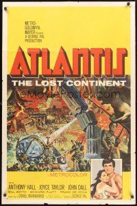 4g057 ATLANTIS THE LOST CONTINENT 1sh '61 George Pal underwater sci-fi, cool fantasy art by Smith!
