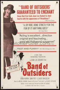 4g068 BAND OF OUTSIDERS 1sh '66 Jean-Luc Godard's Bande a Part, Anna Karina, Claude Brasseur