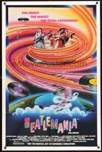 4g080 BEATLEMANIA 1sh '81 great psychedelic artwork of The Beatles impersonators by Kim Passey!