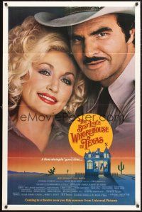 4g084 BEST LITTLE WHOREHOUSE IN TEXAS advance 1sh '82 close-up of Burt Reynolds & Dolly Parton!