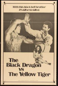 4g101 BLACK DRAGON VS. THE YELLOW TIGER 1sh '73 cool kung fu image w/ Bruce Lee look-alike!