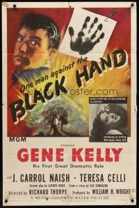4g104 BLACK HAND 1sh '50 cool artwork of Gene Kelly, one man against the Black Hand!
