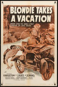 4g109 BLONDIE TAKES A VACATION 1sh R50 Penny Singleton & Arthur Lake go to the country, wacky art!