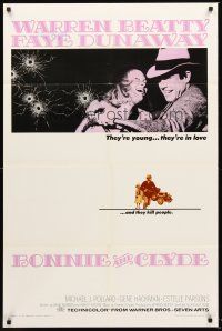 4g125 BONNIE & CLYDE 1sh '67 notorious crime duo Warren Beatty & Faye Dunaway!