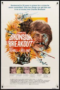 4g134 BREAKOUT 1sh '75 28 years in prison for a crime he didn't commit, only Bronson can save him!