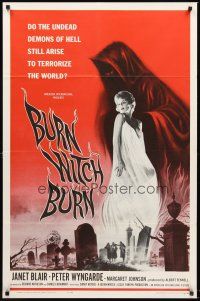 4g143 BURN WITCH BURN 1sh '62 undead demons of Hell arise to terrorize the world!